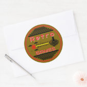 Retro Games Goud Ronde Sticker (Envelop)