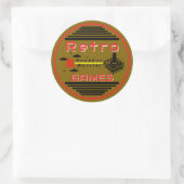 Retro Games Goud Ronde Sticker (Tas)
