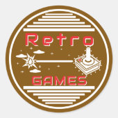Retro Games Ronde Sticker (Voorkant)