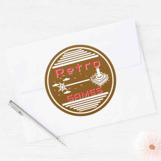 Retro Games Ronde Sticker (Envelop)
