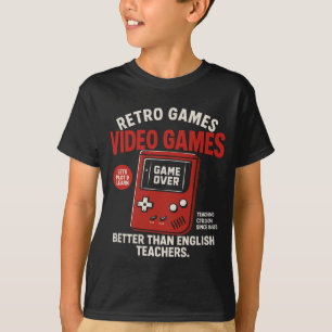 Retro games videogames onderwijzen Engels sinds T-shirt