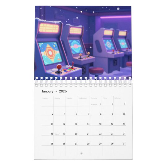 Retro Gaming 2026 Calendar Kalender (Jan 2026)