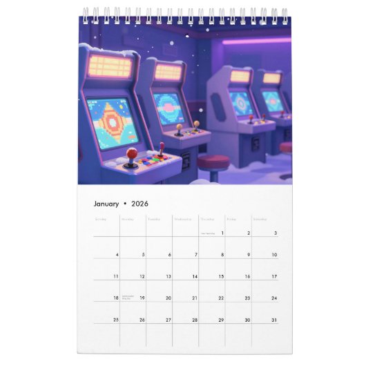 Retro Gaming 2026 Calendar Kalender (Jan 2026)