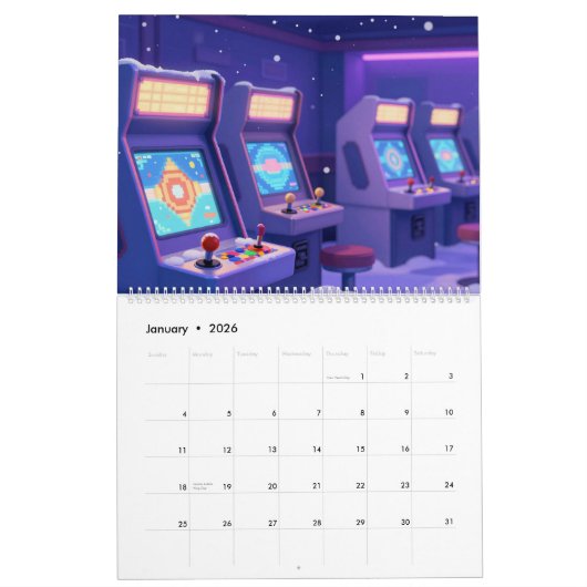 Retro Gaming 2026 Calendar Kalender (Jan 2026)