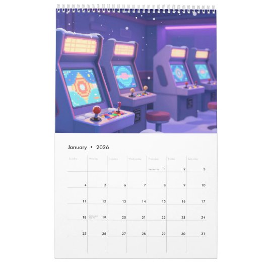 Retro Gaming 2026 Calendar Kalender (Jan 2026)