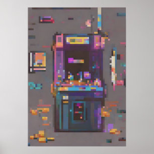 Retro Gaming Arcade Pixel Art Cartridge Console Ne Poster