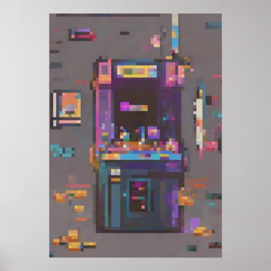 Retro Gaming Arcade Pixel Art Cartridge Console Ne Poster (Voorkant)