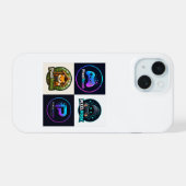 Retro Gaming Badges iPhone 15 Hoesje | Gamer Telef (Achterkant horizontaal)