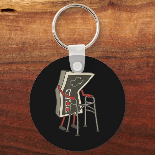 Retro Gaming Controller Old Gamer With Walker Funn Sleutelhanger (Voorkant)