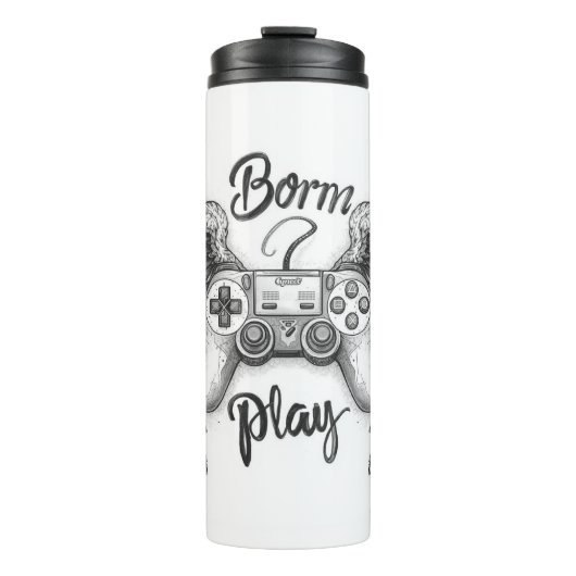 "Retro gaming controller with angel wings Thermosbeker (Voorkant)