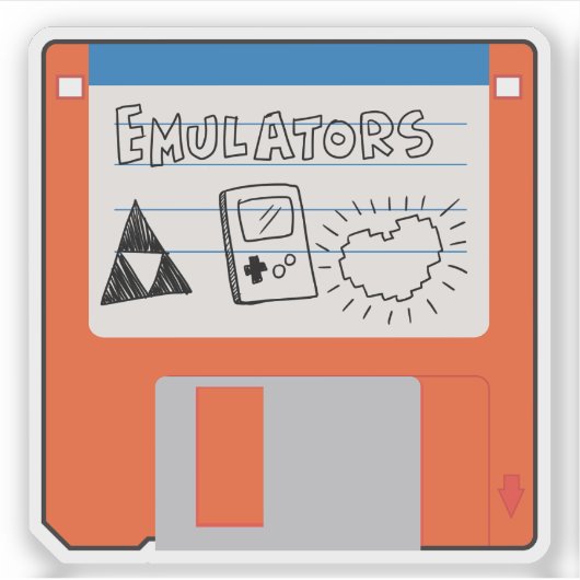 Retro Gaming Emulators Floppy Disk Sticker (Voorkant)