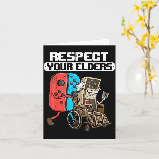 Retro Gaming Funny Gamer Controller 80s Respect Yo Kaart (Gele Bloem)