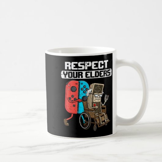 Retro Gaming Funny Gamer Controller 80s Respect Yo Koffiemok (Rechts)