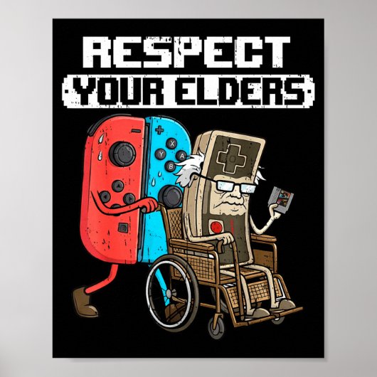 Retro Gaming Funny Gamer Controller 80s Respect Yo Poster (Voorkant)