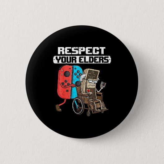 Retro Gaming Funny Gamer Controller 80s Respect Yo Ronde Button 5,7 Cm (Voorkant)