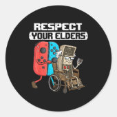 Retro Gaming Funny Gamer Controller 80s Respect Yo Ronde Sticker (Voorkant)