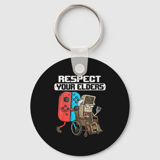 Retro Gaming Funny Gamer Controller 80s Respect Yo Sleutelhanger (Voorkant)