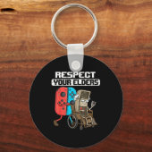 Retro Gaming Funny Gamer Controller 80s Respect Yo Sleutelhanger (Voorkant)