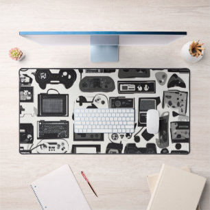 Retro Gaming Gadget Collage Muismat Bureaumat