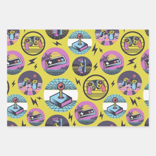 Retro Gaming Geek Gamer 80's Inpakpapier Vel (Voorkant)