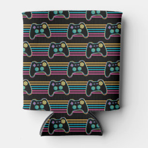 Retro Gaming Geek Gamer 80s neonkleuren Blikjeskoeler