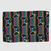 Retro Gaming Geek Gamer 80s neonkleuren Golfhanddoek (Horizontaal)