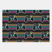 Retro Gaming Geek Gamer 80s neonkleuren Inpakpapier Vel (Voorkant 2)