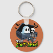 Retro Gaming Halloween - Humor Schedel Console Sleutelhanger (Voorkant)