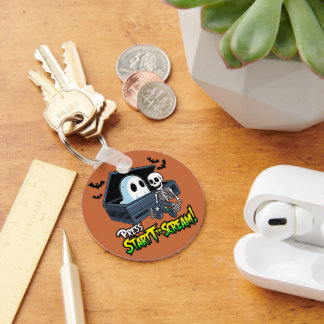Retro Gaming Halloween - Humor Schedel Console Sleutelhanger