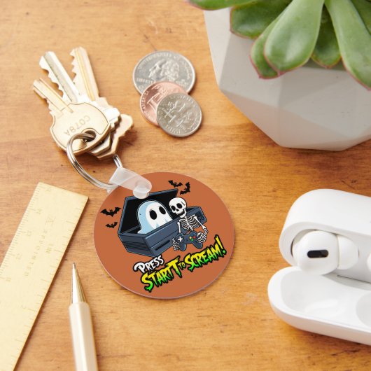Retro Gaming Halloween - Humor Schedel Console Sleutelhanger (Bureau)