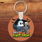 Retro Gaming Halloween - Humor Schedel Console Sleutelhanger (Voorkant)