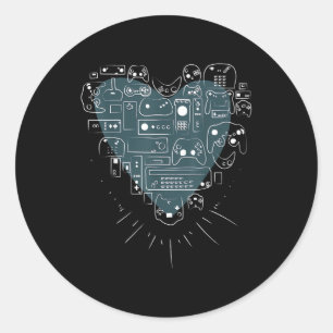 Retro Gaming Hart Video Game Controllers Gamer Ronde Sticker