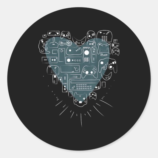 Retro Gaming Hart Video Game Controllers Gamer Ronde Sticker (Voorkant)