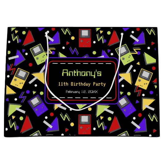 Retro gaming in het zwart groot cadeauzakje (Voorkant)