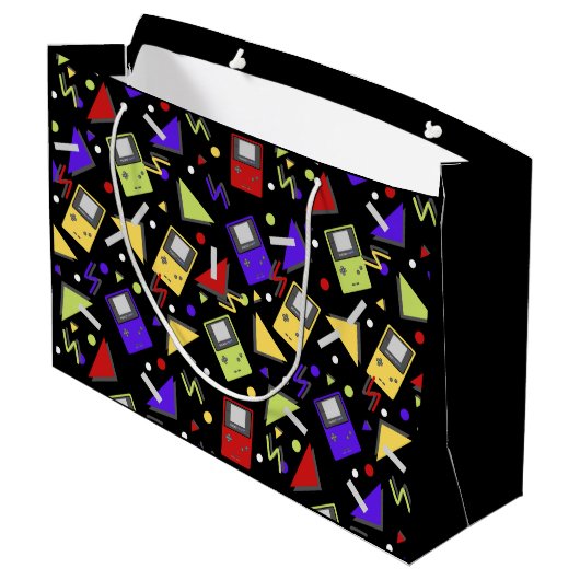 Retro gaming in het zwart groot cadeauzakje (Achterkant Gekanteld)