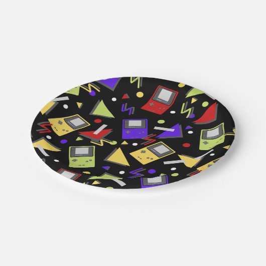 Retro gaming in het zwart papieren bordje (Gekanteld)