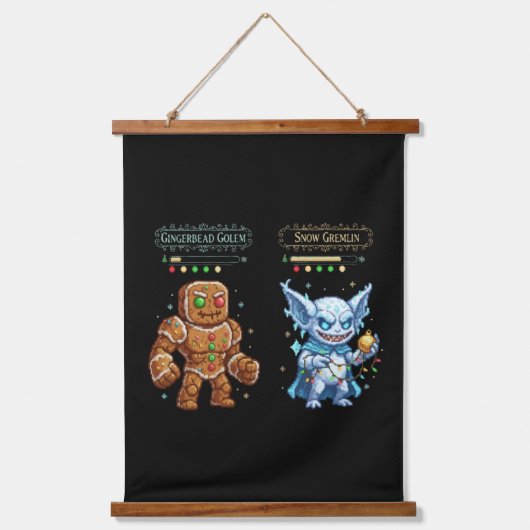 Retro Gaming Kerstmis | Pixel Art Kerststol Hangend Wandkleed (Voorkant)