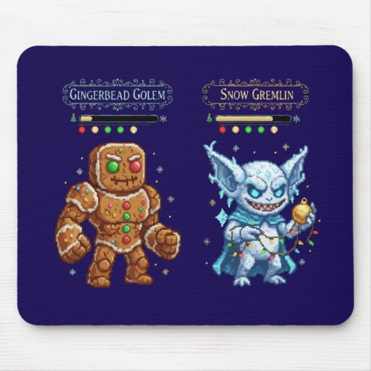 Retro Gaming Kerstmis | Pixel Art Kerststol Muismat (Voorkant)