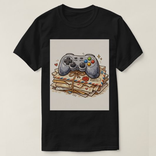 Retro Gaming Mail: Handcrafted Controller Icon T-shirt (Design voorkant)