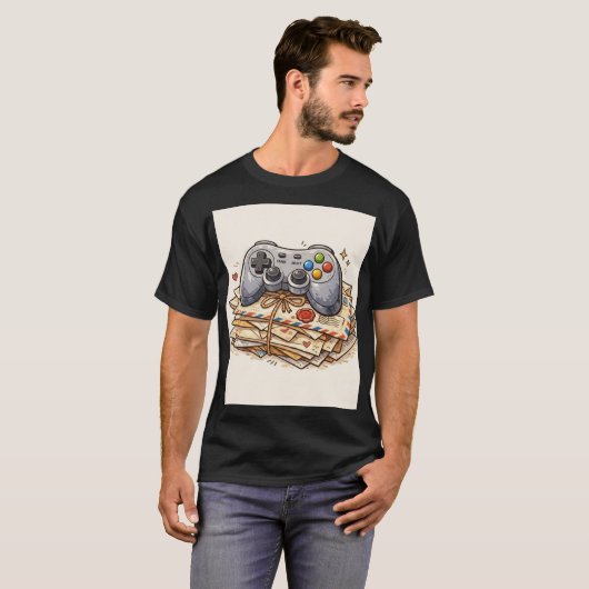 Retro Gaming Mail: Handcrafted Controller Icon T-shirt (Voorkant volledig)