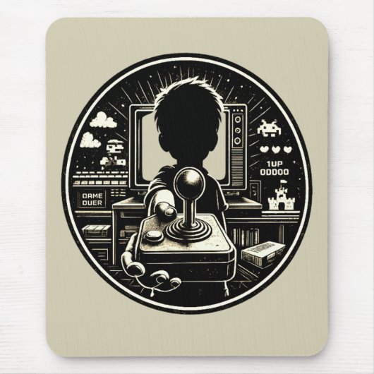 Retro Gaming muismat Joystick Kunst (Voorkant)