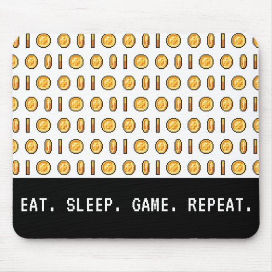 Retro Gaming Munten Pixel Patroon Muismat (Voorkant)