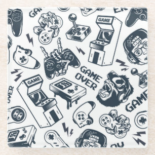 Retro gaming  patroon. glazen onderzetter