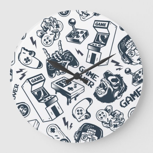 Retro gaming patroon. grote klok (Voorkant)