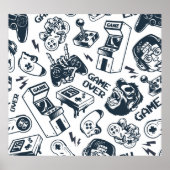 Retro gaming  patroon. poster (Voorkant)