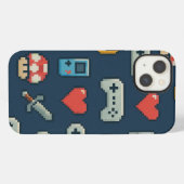 Retro Gaming Pixel Pictogrammen Kleurrijke 8-bits  iPhone Hoesje (Achterkant horizontaal)
