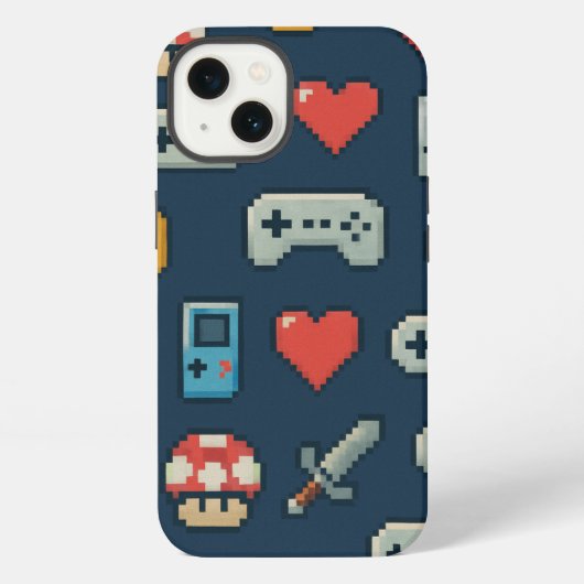 Retro Gaming Pixel Pictogrammen Kleurrijke 8-bits  iPhone Hoesje (Achterkant)