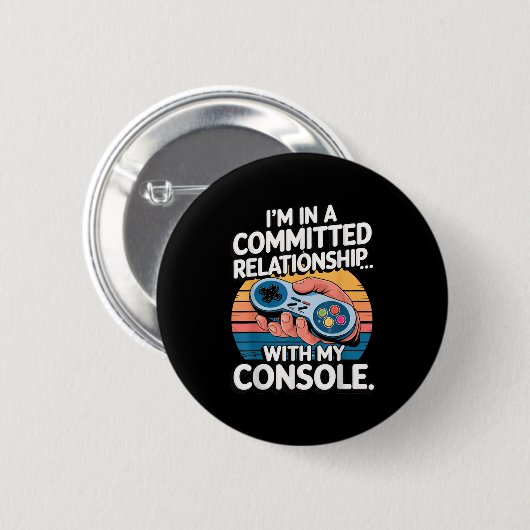 Retro Gaming Relationship Funny Gamer Console Love Ronde Button 5,7 Cm (Voorkant /achterkant)