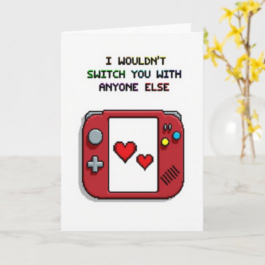 Retro Gaming Romance Card Kaart (Gele Bloem)