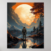 Retro Gaming Ruimte Astronauten Vector Poster (Voorkant)